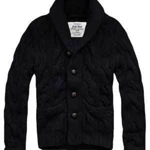 Brand New $158 Mens CALI HOLI Cable Knit Shawl Collar Cardigan Sweater Navy